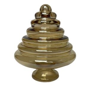 Bombay Made in Poland Art Glass Iridescent Christmas Tree Ribbed Design